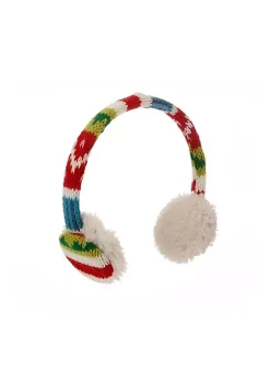 Raz 4.75" Merry & Bright Red Green Blue and White Knit Earmuff Christmas Ornament