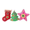 Raz Set of 3 Vibrantly Colored Bohemian Plush Star Tree and Stocking Christmas Ornaments 5" -Southern Tide Shop Belk 413