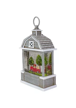 Raz 12.75" Lighted Gray Barn Snow Globe with Red Truck and Dogs -Southern Tide Shop Belk 421
