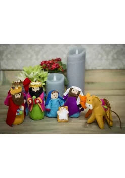 Raz Pack of 8 Red and Purple Plush Christmas Nativity Figurines 5.5" -Southern Tide Shop Belk 425
