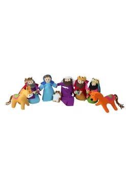 Raz Pack of 8 Red and Purple Plush Christmas Nativity Figurines 5.5" -Southern Tide Shop Belk 426