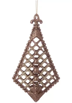 Raz 5" Antique Brown Glittered Cross Hatch Ball Finial Christmas Ornament