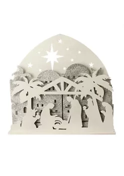 Raz 19" Brown and White Battery Operated LED Nativity Christmas Decor