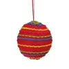 Raz 4.25" Bohemian Multicolor Knitted Christmas Ball Ornament -Southern Tide Shop Belk 460