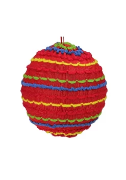 Raz 4.25" Bohemian Multicolor Knitted Christmas Ball Ornament -Southern Tide Shop Belk 462