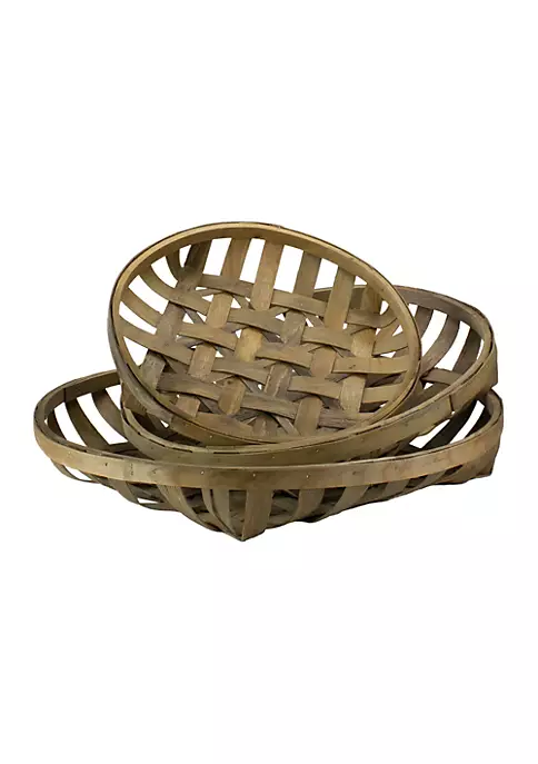 Raz Set of 3 Brown Woven Baskets 23.75" 5 Raz Set of 3 Brown Woven Baskets 23.75" - Image 3