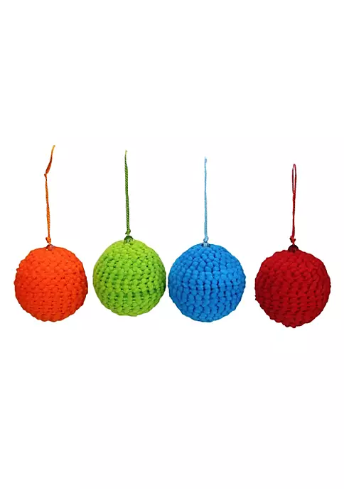 Raz Set of 4 Vibrantly Colored Knitted Christmas Ball Ornaments 2.5” (63.5mm) 3 Raz Set of 4 Vibrantly Colored Knitted Christmas Ball Ornaments 2.5” (63.5mm)
