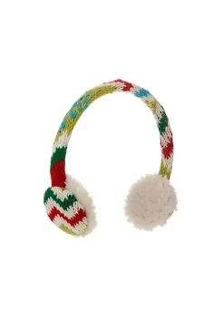 Raz 4.75" Merry & Bright Green Red and White Knit Earmuff Christmas Ornament