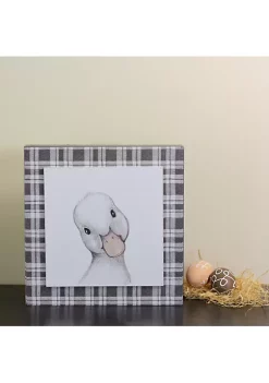 Raz 10" Decorative Black and White Duckling Drawing on Plaid Wall Art -Southern Tide Shop Belk 501