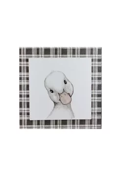 Raz 10" Decorative Black and White Duckling Drawing on Plaid Wall Art -Southern Tide Shop Belk 502
