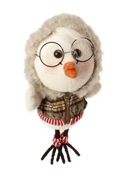 Raz 9" White and Brown Plaid Trimmed Hoodie Bird Christmas Ornament -Southern Tide Shop Belk 505