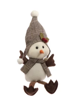 Raz 9.75" Country Cabin Decorative Sitting White Bird with Scarf and Cap Stuffed Animal Figure