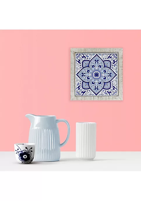 Raz 9.75" Blue and White Floral Tile Wall Decor 4 Raz 9.75" Blue and White Floral Tile Wall Decor - Image 2