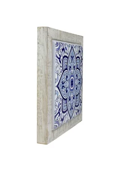 Raz 9.75" Blue and White Floral Tile Wall Decor 9 Raz 9.75" Blue and White Floral Tile Wall Decor -Southern Tide Shop Belk 536