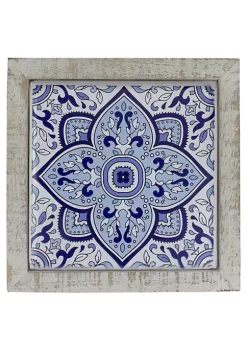 Raz 9.75" Blue and White Floral Tile Wall Decor 11 Raz 9.75" Blue and White Floral Tile Wall Decor -Southern Tide Shop Belk 537