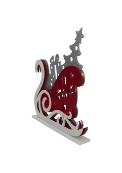 Raz 18" Pre-Lit Red and Silver LED Sleigh Christmas Tabletop Silhouette Decoration -Southern Tide Shop Belk 552