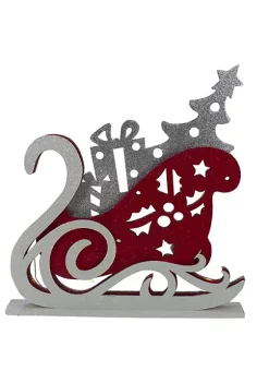 Raz 18" Pre-Lit Red and Silver LED Sleigh Christmas Tabletop Silhouette Decoration -Southern Tide Shop Belk 553