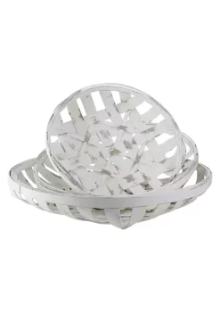 Raz Set of 3 White Circular Woven Baskets 24.5" -Southern Tide Shop Belk 556