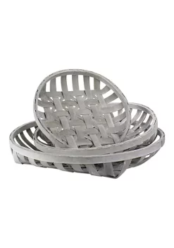 Raz Set of 3 White Washed Woven Baskets 23.5"