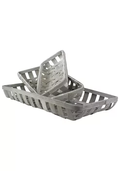 Raz Set of 3 White Washed Rectangular Woven Baskets 32.75" -Southern Tide Shop Belk 562
