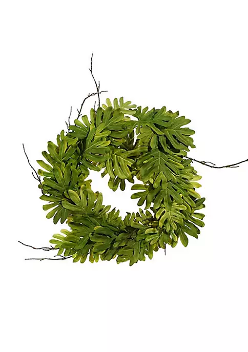 Raz Philodendron Leaves and Twigs Artificial Tropical Wreath - 26-Inch Unlit 6 Raz Philodendron Leaves and Twigs Artificial Tropical Wreath - 26-Inch Unlit - Image 4