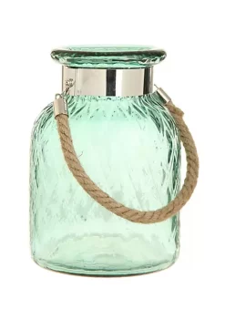 Raz 9.75" French Countryside Hanging Green Harlequin Glass Lantern with Jute Handle 5 Raz 9.75" French Countryside Hanging Green Harlequin Glass Lantern with Jute Handle -Southern Tide Shop Belk 571