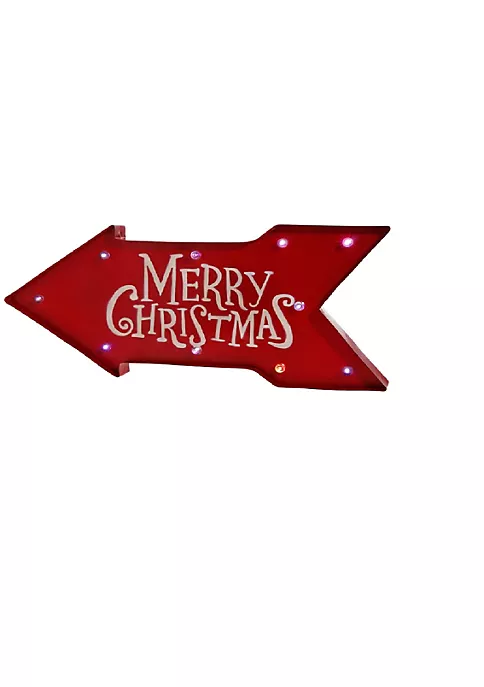 Raz 23" Battery Operated Lighted Color Changing Red Arrow Merry Christmas Sign 4 Raz 23" Battery Operated Lighted Color Changing Red Arrow Merry Christmas Sign - Image 2
