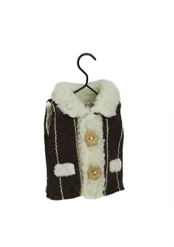 Raz 5.25" Alpine Chic Gray Winter Vest on Hanger Christmas Ornament