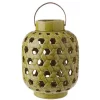 Raz 12.5" Tea Garden Caladium Leaf Green Glazed Terracotta Crackled Decorative Pillar Candle Lantern -Southern Tide Shop Belk 609